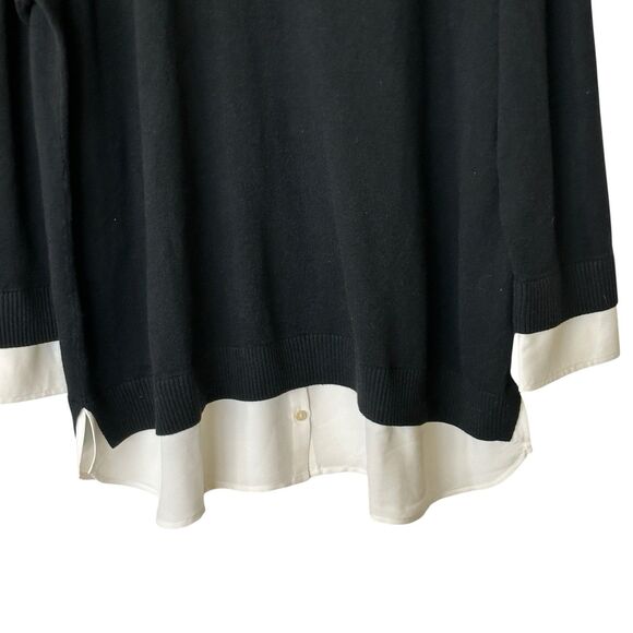 J Jill Mixed 2X Media Layered Sweater Black Cream - Picture 8 of 11